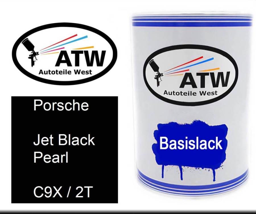 Porsche, Jet Black Pearl, C9X / 2T: 500ml Lackdose, von ATW Autoteile West.
